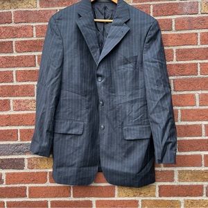 Bartolini Mens Sport Coat Blazer Suit Jacket EU 50 US Size 40 Black Pinstripe